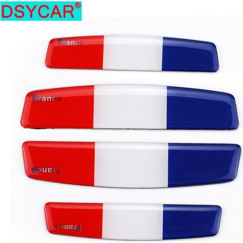 DSYCAR 4Pcs/Set Fashion Car Door Edge Guards France Flag Anti-Collision Sticker Edge Bar Crash-Proof Anti-Scratch Car Protector