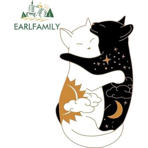 EARLFAMILY 13cm x 7.7cm for Mysterious Black Cat Car Stickers Sunscreen Vinyl Decals Cute Scratch-Proof Windows Helmet Decor