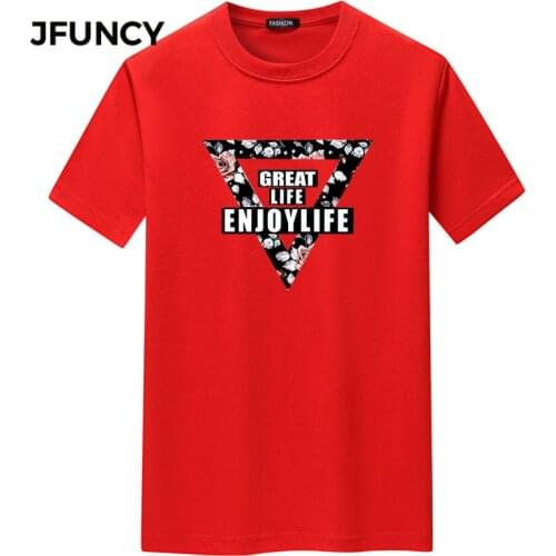 JFUNCY Oversized Mens T-shirts Letter Print Harajuku Graphic T Shirts Summer Cotton Casual Men T-shirt Short Sleeve Man Tops