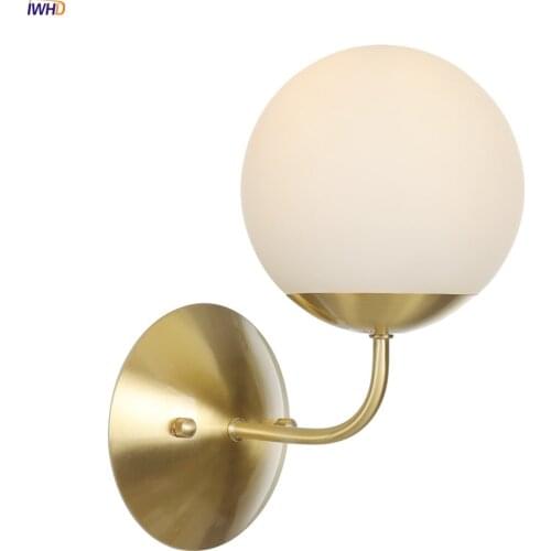 IWHD Glass Ball Nordic Wall Lights Copper Wandlamp Luces LED Decoracion Dormitorio LED Lights Decoration For Wall Home Lightings