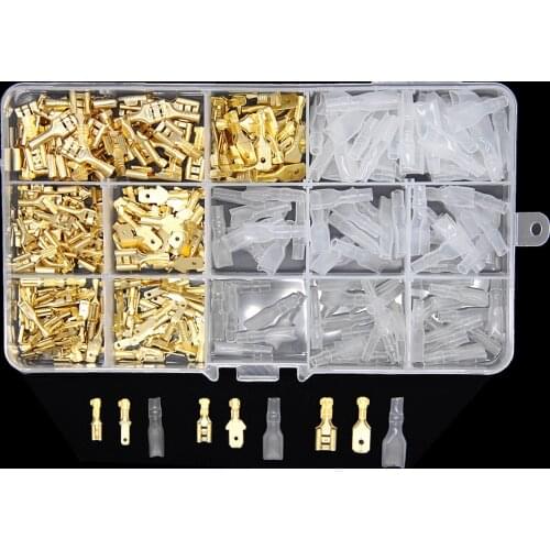 315Pcs Electrical Wire Spade Connectors Splice Terminals 2.8/4.8/6.3mm Male&Female Crimp Connectors + Insulation Tube