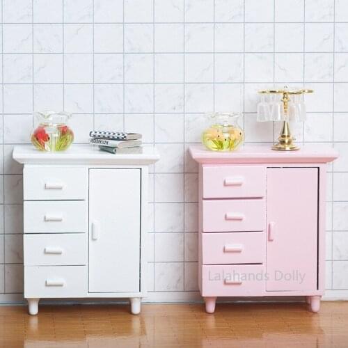 1/12 Dollhouse Mini Wooden Cabinet Furniture Model for Dollhouse Study, Bedroom, Living Room Furniture Decoration