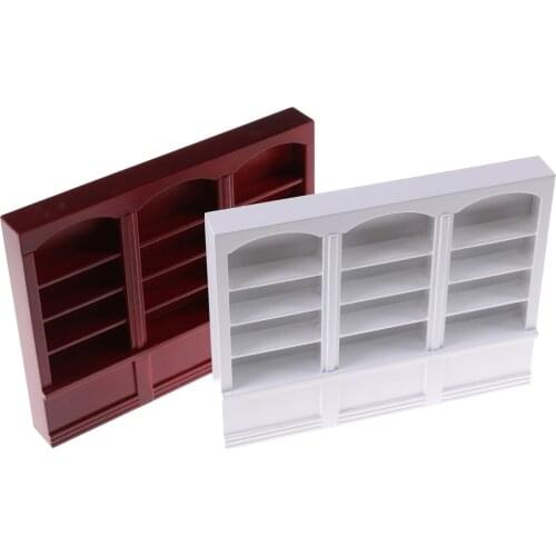 1pc Miniature Dollhouse Furniture Mini Furniture Model Triple Bookcase Dollhouse Miniatures 1:12 Accessories Wooden Doll House
