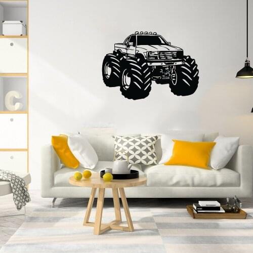 Monster Truck Wall Sticker Off-road Vehicle Truck Wall Decal For Kids Room Bedroom Vinyl Decal Home Decor Mural DW10302