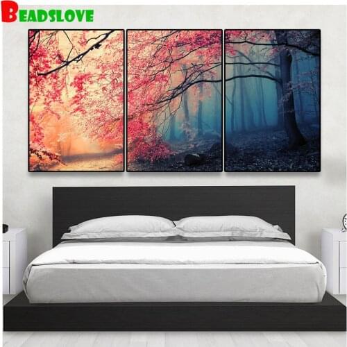 Mozaika puzzles,red tree diamond embroidery,painting by numbers triptych,diamond painting cross stitch,mosaic diamond,hobby