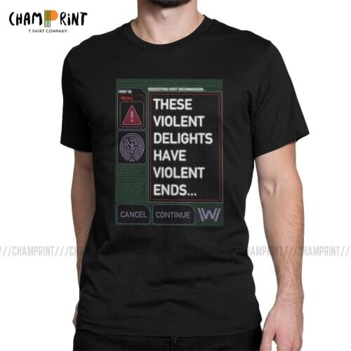 Men Violent Delights Interface T Shirt Westworld Game Sc-Fi Series TV Shows Pure Cotton Clothing Funny Tees Plus Size T-Shirts