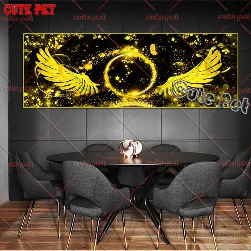 5D DIY Diamond Painting Cross Stitch Kits Golden angel wings Diamond Mosaic Painting Diamond Embroidery Home Decor Large Size