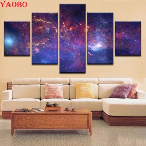 5 pcs full square round diamond painting cross stitch kit Color Abstract Starry Sky Night Scene diamond embroidery sale mosaic