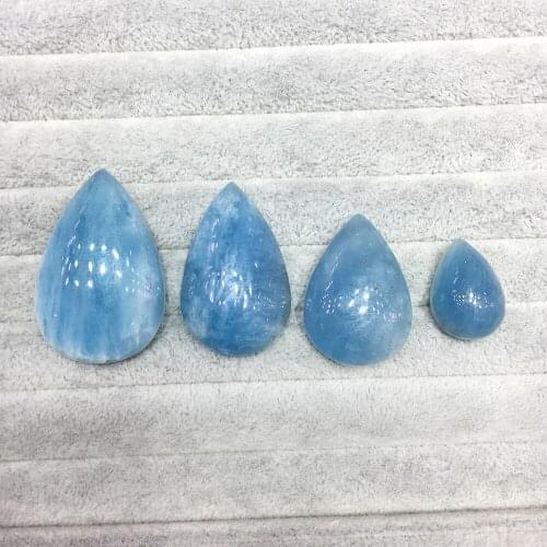 Natural Blue Aquamarine Water Drop Pendant Blue Quartz Crystal Healing Crystal Stone Necklace DIY Jewelry Charm Women Gift