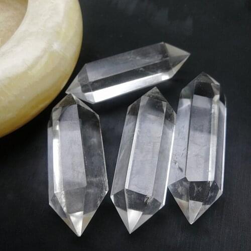Natural Clear Double Quartz Crystal Stone Point Healing Hexagonal Wand Natural Quartz Clear Double Crystals