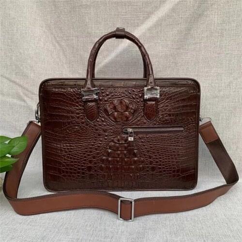 Fancy Authentic Exotic Crocodile Skin Businessmen Working Briefcase Genuine Real Alligator Leather Male Large Shoule Bag Handbag