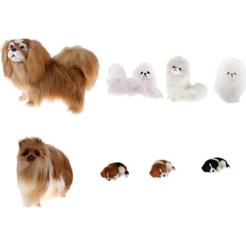 New Lifelike Plush Simulation Animal Pekingese Dog Model for Home Table Ornament Kids Plush Animals Toy Birthday Creative Gift
