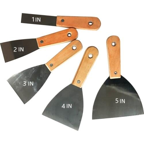 Putty Knife Wood Handle 1-5 Inch High Carbon Steel Hand Tool Wood Handle Putty Knife Scraper For Gypsum Board