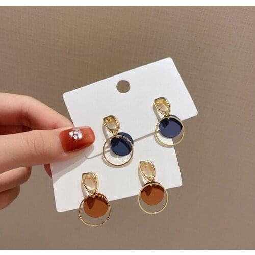 PERMIH Fashion Simple Women Drop Earrings Vintage Matte drop Earrings Korean Geometry Metal Earrings For Women 2021Trend Jewelry