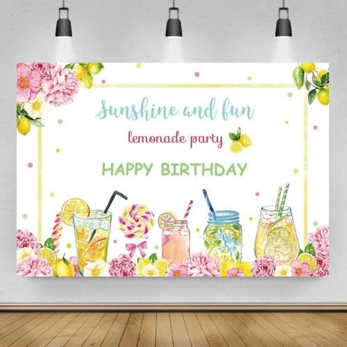 Lemonade Party Orange Juice Cool Drinking Photo Background Summer Fruits Theme Dinner Table Decor Backdrops Poster