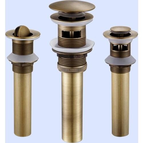 Bathroom Basin Sink Pop Up Drain Brass with/without Overflow Bronze Vanity bath Sink Waste Drainer Antique Bathroom Accessories