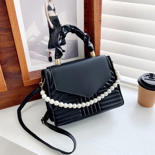 Luxury Handbags Designer Women Shoulder Bag Pearl Chain Square Crossbody Bags For Women Fashion Top Handle Bag Cross Body