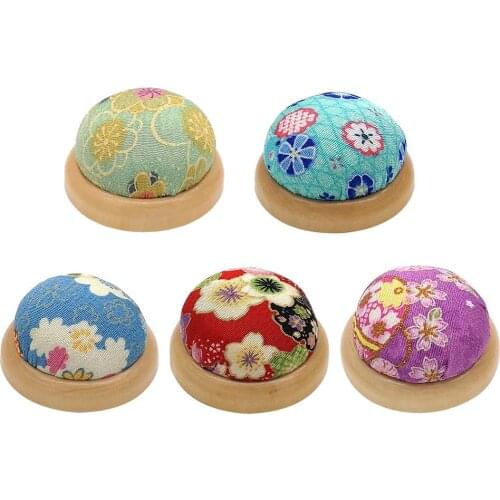 Sewing Crafts Pincushion -Wooden Bottom -Hemisphere -For Embroidering
