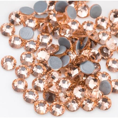 SS6-SS20 QIAO Champagne Hot Fix Rhinestone/ Iron On Rhinestone for Clothes Wedding Decoration Beads Applique DIY