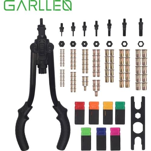 GARLLEN 330mm Heavy Duty Hand Riveter Rivet Gun Riveting Tools with 100pcs M3 M4 M5 M6 M8 M10 M12 Nuts Riveting Tool Set