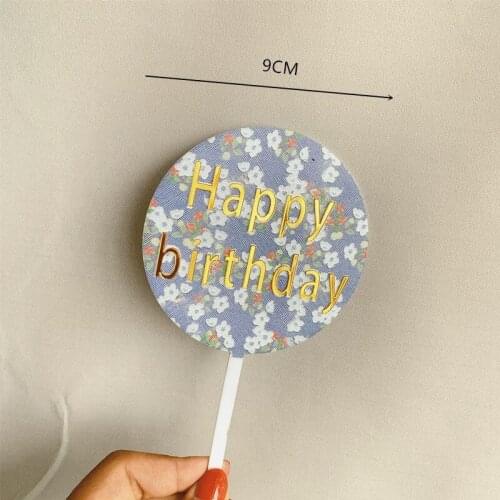 INS New Cute Flowers Happy Birthday Cake Topper Yellow Flowers Acrylic Cake Topper For Girls Birthday Party Cake Decorations