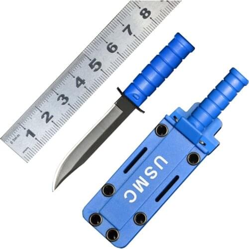 Outdoor Mini Straight Knife Key Hanging Chain Knife Portable EDC Tactical Military Defense Field Camping Knife