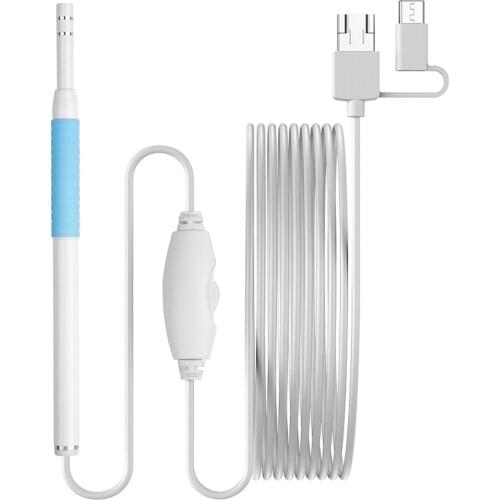 AN102 3 In 1 Ear Endoscope Visual Ear Spoon 2M cable 5.5mm Mini Camera Diagnostic Tool Health Care Visual Ear Cleaning Ear Pick