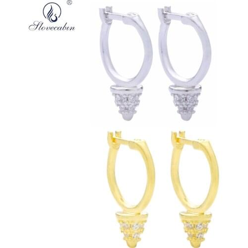 Slovecabin 925 Sterling Silver Circle Zircon Mini Huggies Hoops Earrings For Women Christmas Gift Trendy Crystal Aretes Jewelry