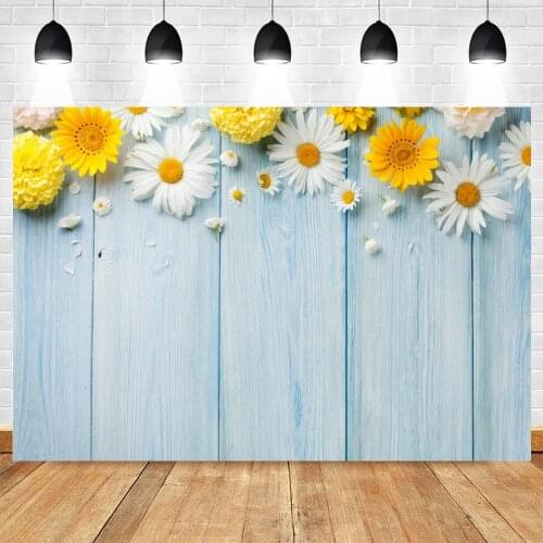 Yeele Birthday Wooden Boards Photocall Flowers Daisy Photography Backdrop Personalized Photographic Backgrounds For Photo Studio