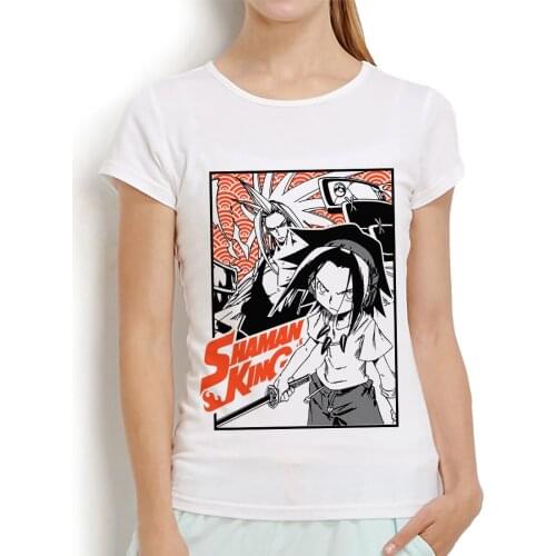 JAPAN anime Shaman King funny t shirt women new white casual short sleeve tshirt femme manga streetwear t-shirt