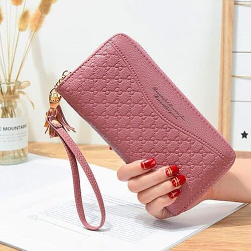 Women Wallets 2021 Long Creative Female Card Holder PU Wallet Luxury Coin Purse Girls Fashion Envelope Tassel Money Leather Bag