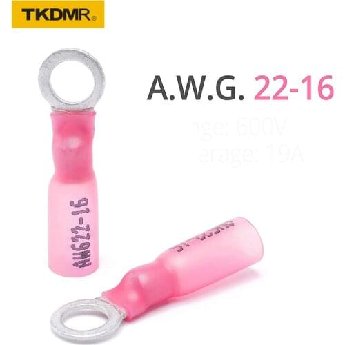 120Pcs Blue Heat Shrink Ring Insulated Terminal Electrical Splice Wire Connectors Wire Crimp Terminal Connector