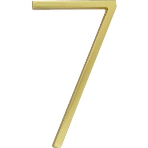 127mm Golden Floating Modern House Number Satin Brass Door Home Address Numbers for House Digital Outdoor Sign Plates 5 In. #B