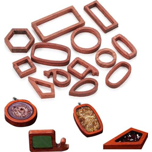 13 Style Sandalwood Frame Epoxy Resin Mold Crystal Epoxy Glue Resin Mold Hollow Pendant Base Pendant Jewelry Making Supplies