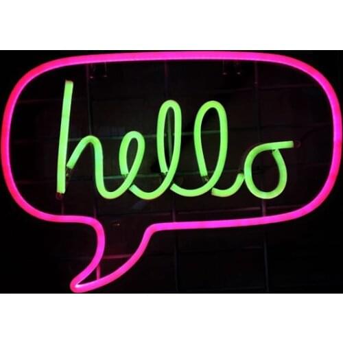 14“ Hello Purple Acrylic Custom Neon Light Lamp Sign Beer Bar Handmade Real Glass Decorate Home Wall Room Windows Tube Artwork