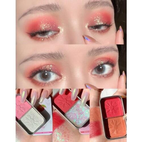 2 Color/set Candy Eyeshadow Palette Pearlescent Matte Waterproof Makeup 2 Color Sequins Eyeshadow Makeup