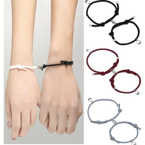 2pcs Couple Magnet Braided Rope Bracelet For Couple Creative Personality Bracelet Best Friend Birthday Gift Jewelry Lover