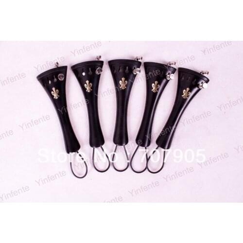 5 pcs Black Ebony Violin Tailpiece+Fine Tuner+tail gut 4/4 Violin Parts
