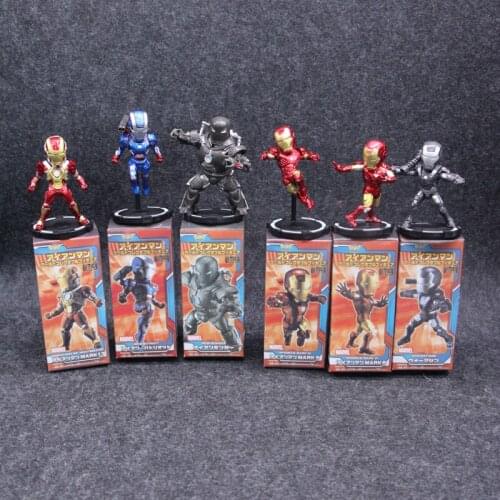 6pcs/set WCF Marvel Avengers Super Hero Ironman Figure Model Toys