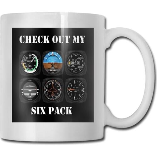 Awesome Aviation 6 Pack Instrument For Pilots Graphic Print Camiseta Cotton Mug Cup