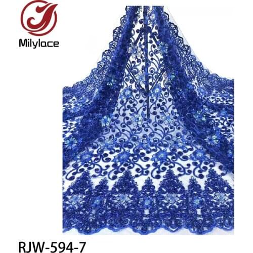African Lace Fabric Sequins Embroidered Laces Fabric High Quality French Tulle Lace Fabric for Women Dress RJW-594