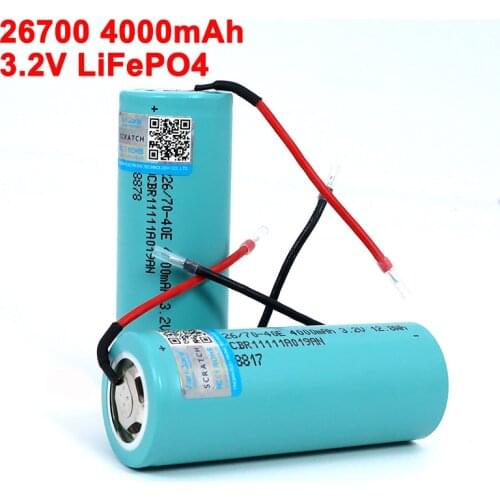 3.2V LiFePO4 26700 4000mAh Battery Maximum 5C Power battery DIY Silicone Wire For Electric car scooter Energy storage