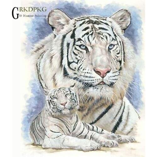 5d DIY Diamond Embroidery PWhite tiger Diamond Painting Cross Stitch Full Square Rhinestone Mosaic Unfinished Home Decoration