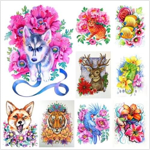 5D DIY Diamond Painting Full Tiger Fox Animals Flower Diamond Mosaic Stitch Interior Paintings Art Picture Handicraft Home Decor