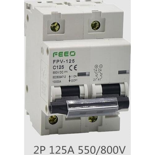 DC Circuit Breaker 2P 125A DC 550V 800V PV Solar System CE Certificate