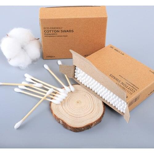 1000pcs Bamboo Cotton Swab Sticks Disposable Wood Cotton Buds Biodegradable Makeup Nose Ear Cleaning Tool eco-friendly Swab