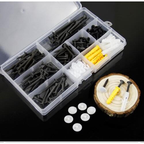 Free shipping 190pcs Black screws, countersunk head, cross head, self tapping screws, expansion yellow tube, white tube M4 suit