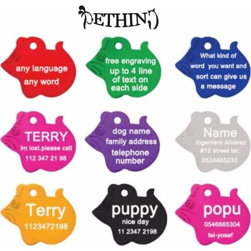 2pcs/lot Free Personalized engraving text on pet id tags dog cat accessories Mouse styles pet dog tag engraved custom dog tag