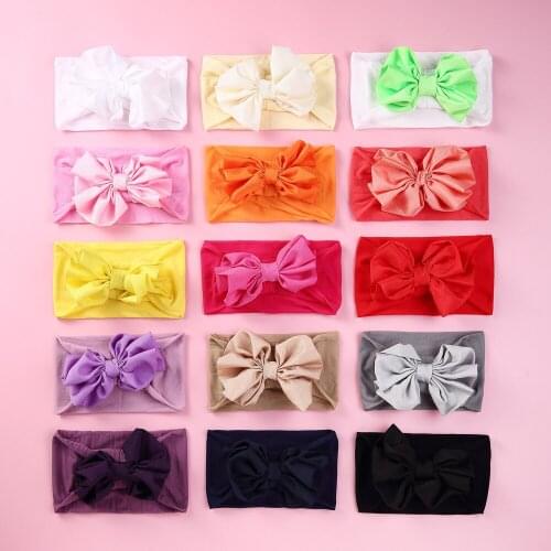 30pc/lot Large 4.8 Inch Chiffon Bow with Wide Nylon Headabnd Hair Bows Children Girls Bows Headbands Headwear 16 colors U Pick