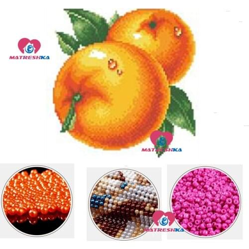 Diy cross stitch beads embroidery orange beadwork home decor craft needlework accessories cross stitch beaded Partial embroidery